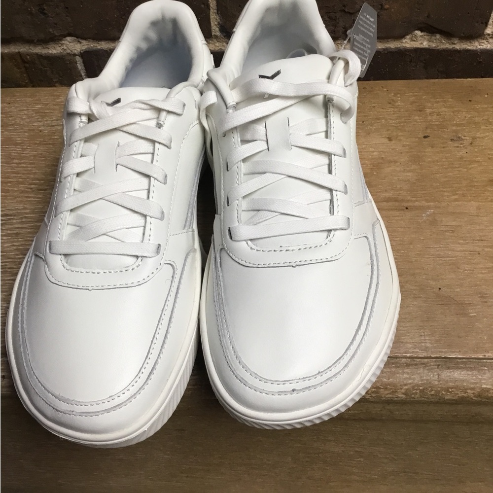 White Low-Top Leather Sneakers woman’s - Picture 2 of 14